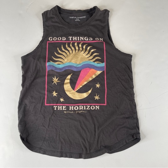 Spiritual Gangster Tops - Spiritual gangster good things on the horizon muscle T shirt size small
